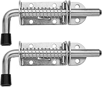 JQK 5 Inch Spring Loaded Latch Pin Barrel Bolt - 304 Stainless Steel Thickened 2mm Door Lock, Brushed Finish (2 Pack, HSB300-P2)