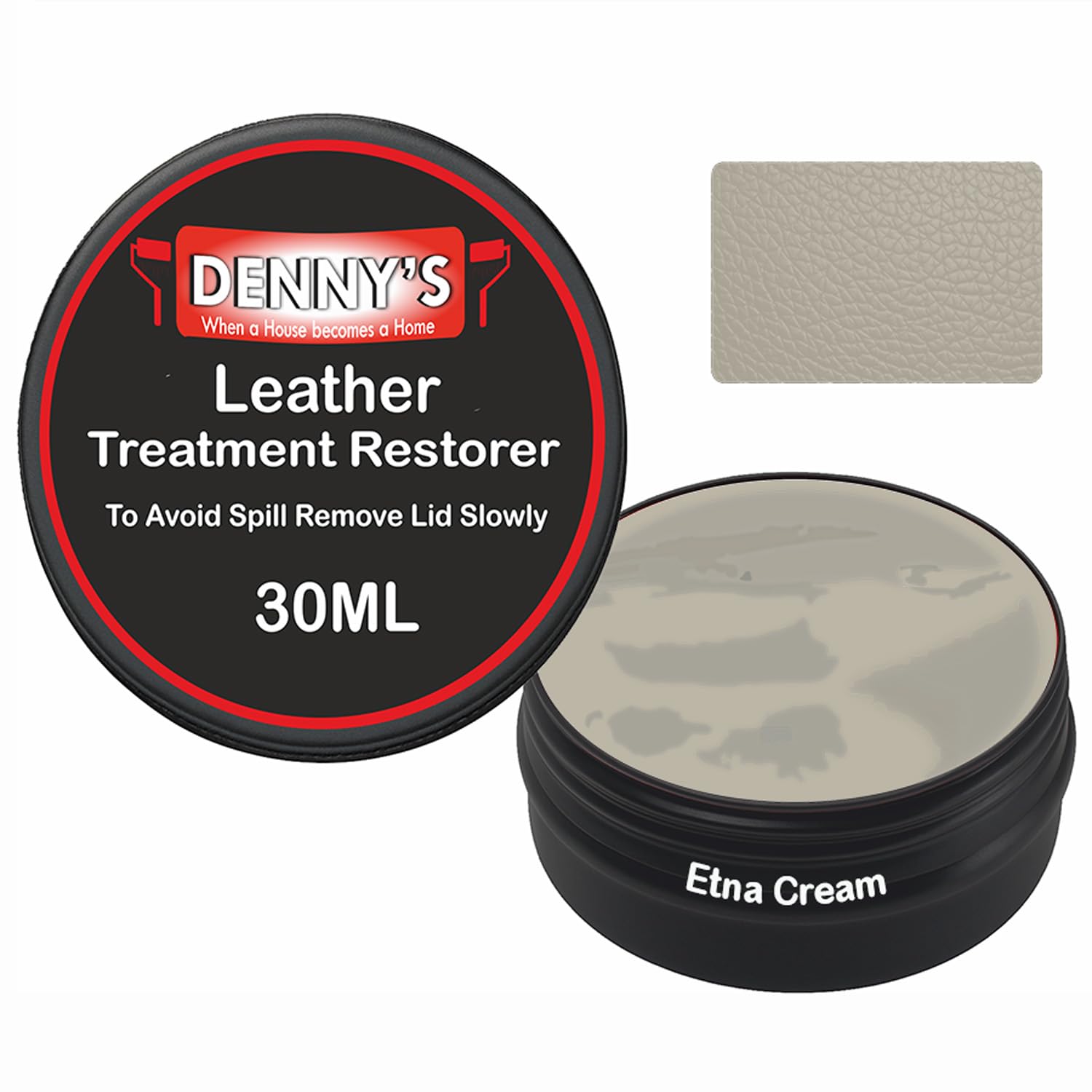 SCOOBYS PAINTS BACK IN THE MIX Leather Colour Restorer Recolouring Balm Repair Treatment for Faded & Worn Absorbent Leather Furniture, Sofas, Chairs (79 Etna Cream, 30ML Tin)