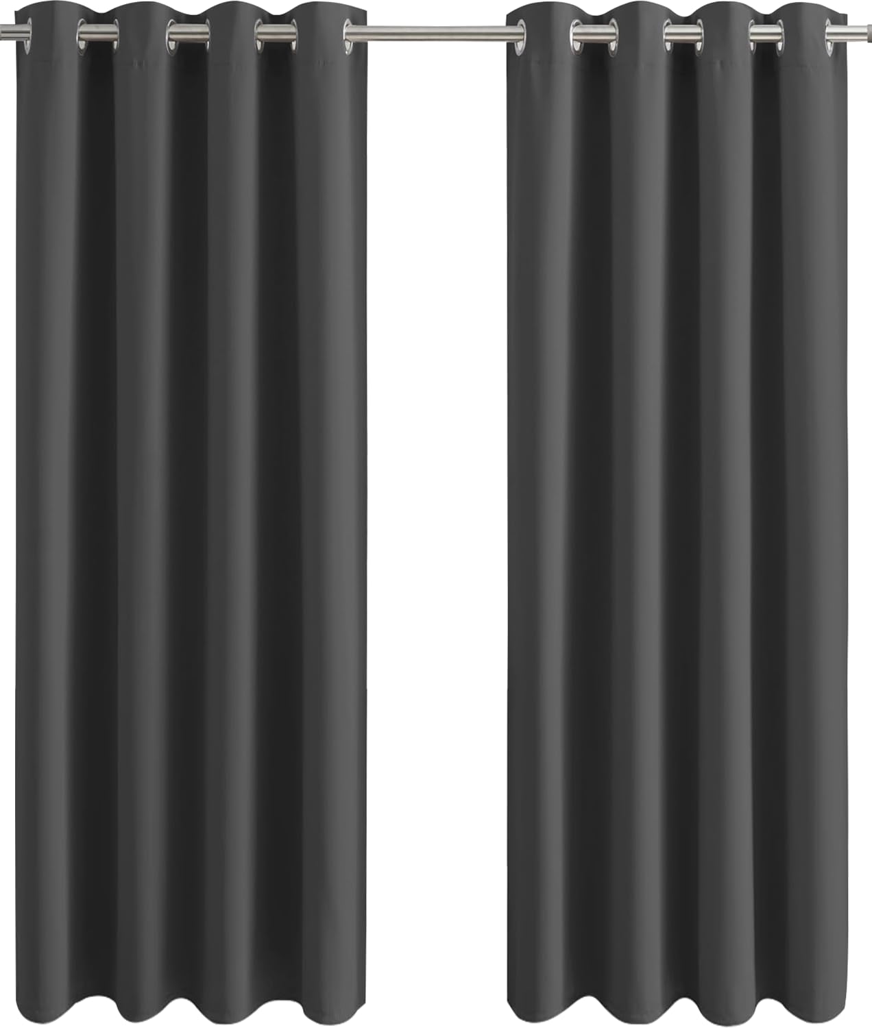 Aspire Homeware Blackout Curtains for Living Room - Grey Bedroom Eyelet Curtains 66x90 inch Drop Thermal Insulated Super Soft Window Treatments Black Out Curtain + 2 Tiebacks