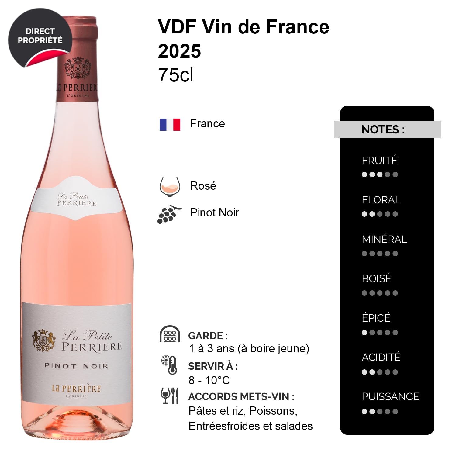 La Petite Perrière - Rosé 2025 - La Perrière - Vin de France - Vin Rosé (6x75cl)