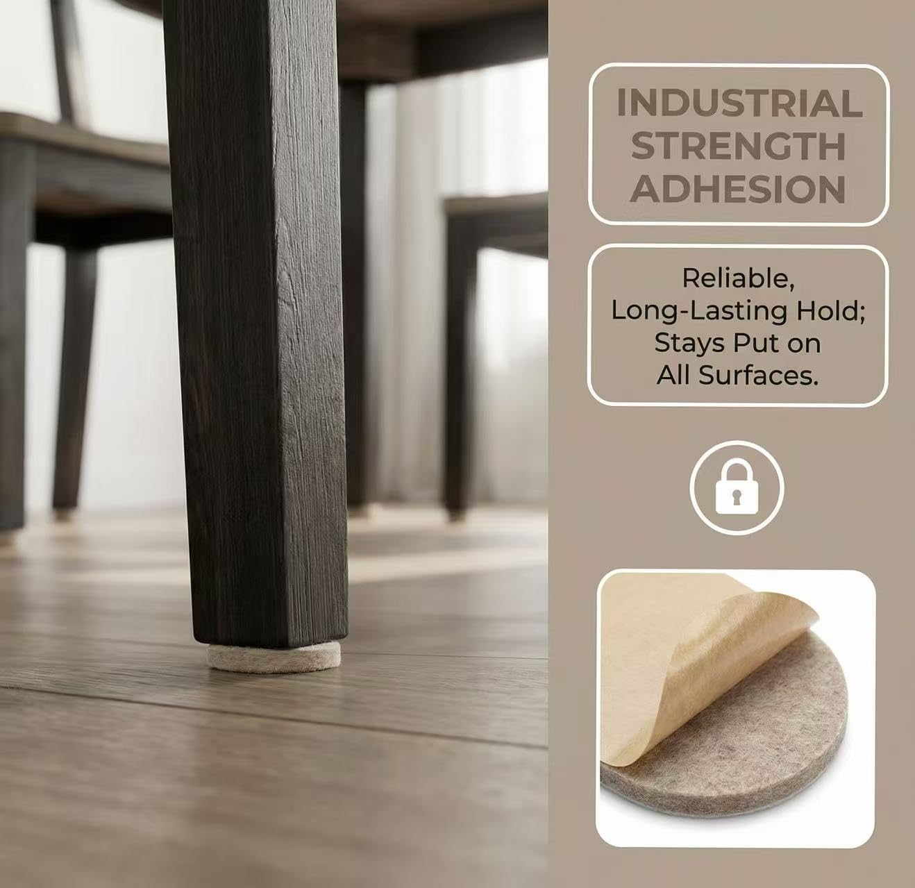 Felt Furniture Pads 62 PCS Set, Round & Square Floor Protectors for Chairs, Tables, Cabinets, Anti Scratch Furniture Leg Pads for Hardwood, Tile & Laminate Floors