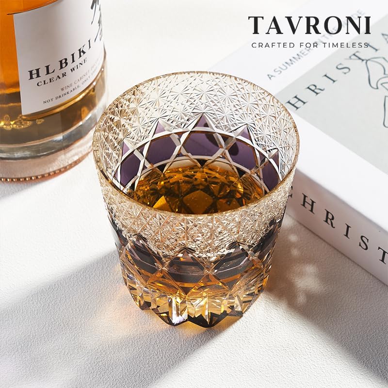 Miniatura 4 de Edo Kiriko - Vaso de whisky antiguo de 11 onzas  Vaso de cristal japonés hecho a mano para bourbon, whisky, cócteles  Regalo de lujo para hombres,