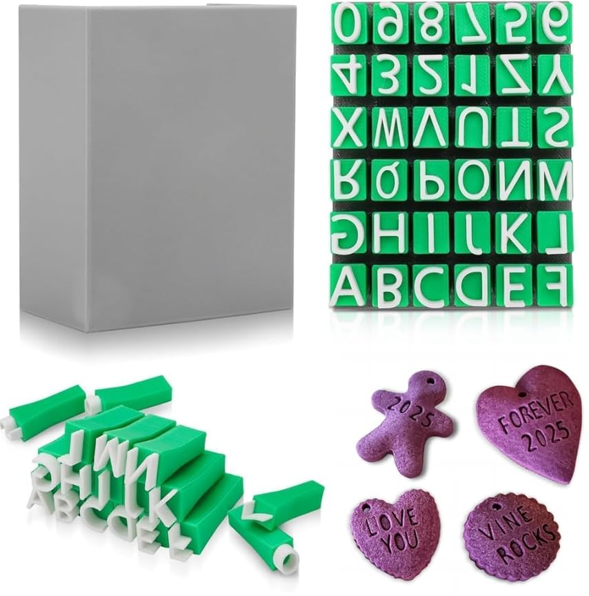 EEEKit 36PCS Letter Stamps for Clay: Polymer Clay Alphabet Number Stamp Set