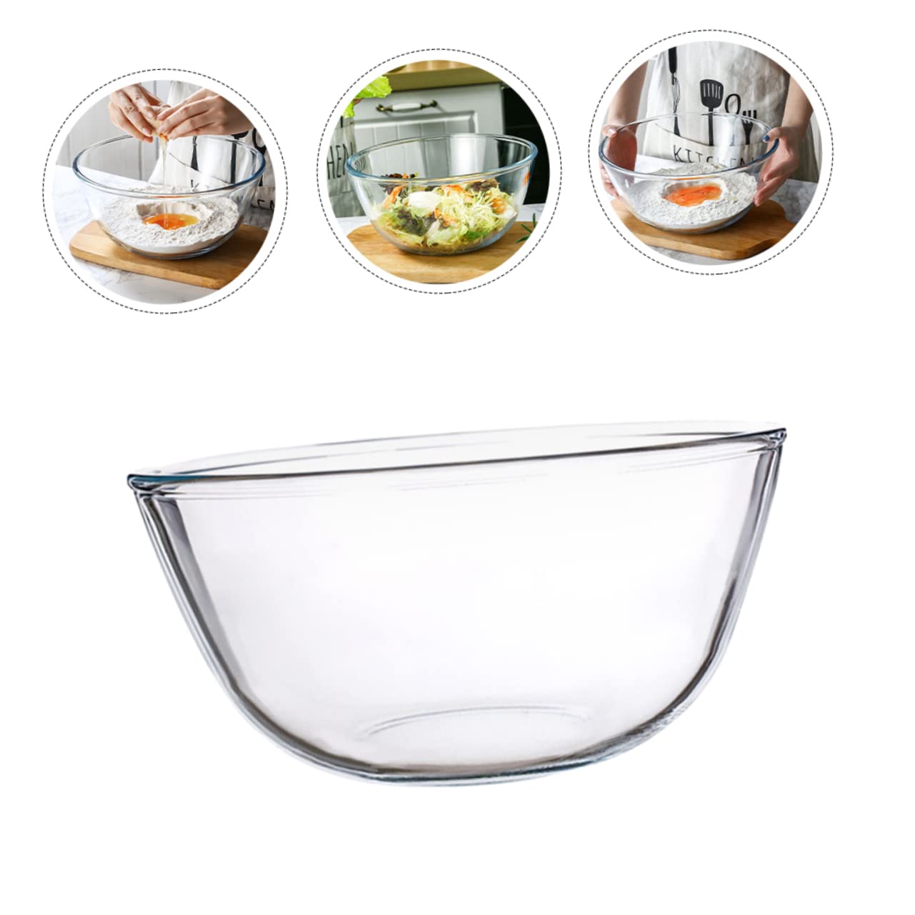Cabilock Durchsichtige Glasschale 2700ml aus Glas Runde Salatschüssel