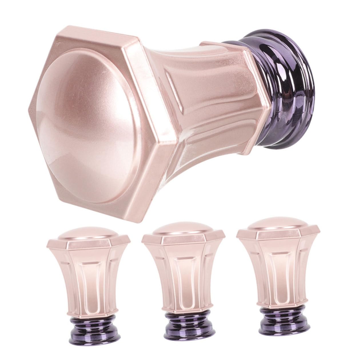 FUNOMOCYA 4Pcs Rose Gold Curtain Rod Finials Decorative End Caps for Single Double Rods Stylish Curtain Ends for Modern Window Treatments
