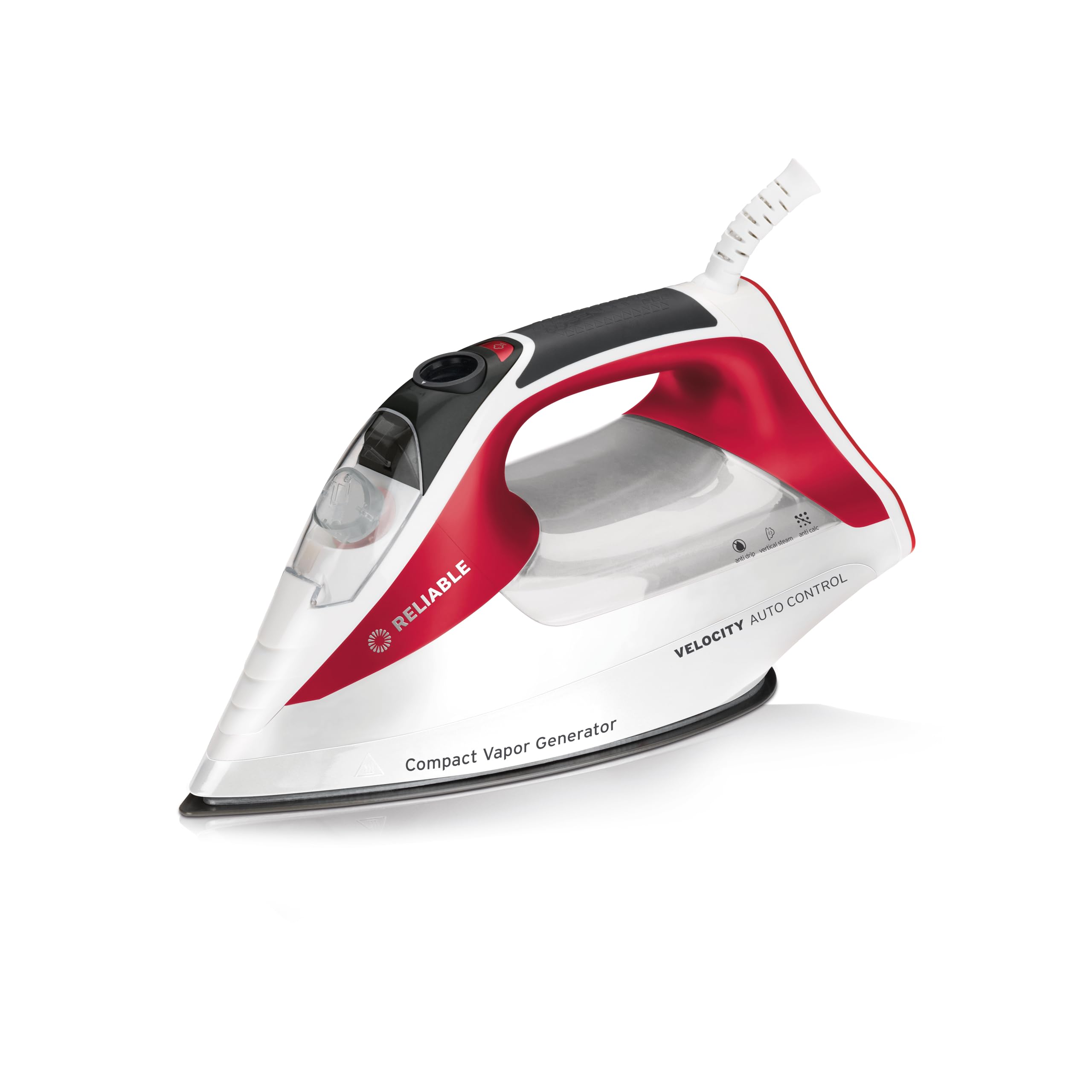 Plancha de vapor Velocity 270IR confiable, control automático, generador de vapor compacto con tecnología de sensor, tecnología patentada para vapor continuo, cero fugas, temperatura perfecta, 8 configuraciones programables