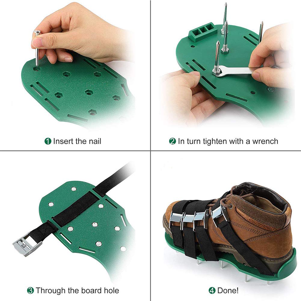 Rasenbelüfter Schuhe Mit 26 Spikes - Verstellbare Nagelschuhe Für Garten