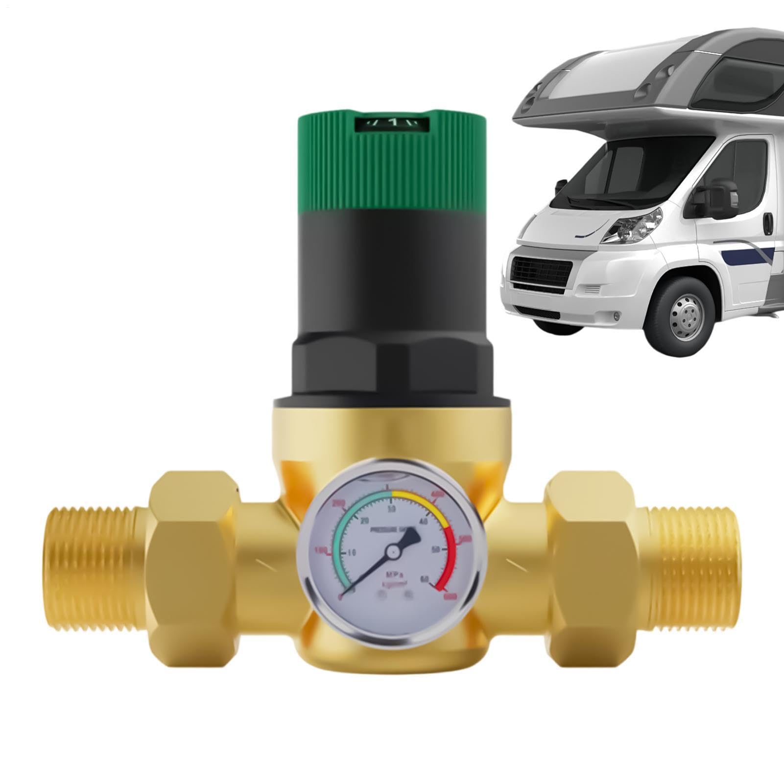 Il Regolatore d'Acqua ricambio in pesante con manometro | Regolatore Acqua Camper Con Manometro per camper, roulotte, viaggi, campeggio, esterno, giardino, casa