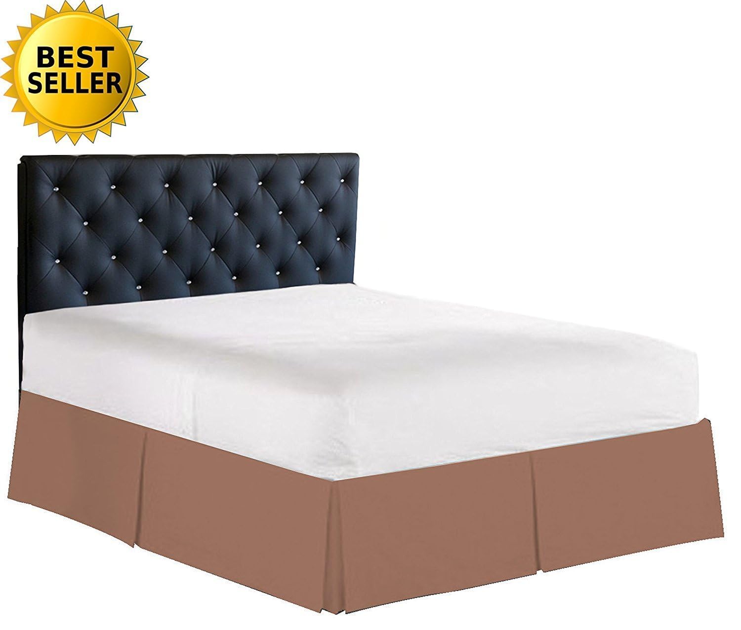 Elegance Linen Luxury 1500 Thread Count Wrinkle & Fade Resistant Egyptian Quality Bed Skirt / Dust Ruffle - Pleated Tailored 14inch Drop, King, Taupe