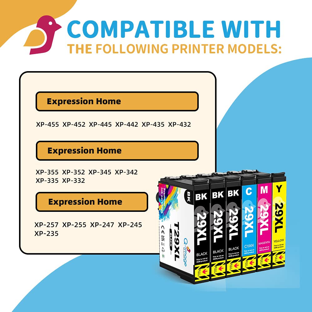 Q-image 29XL Sostituzione per Epson 29 XL Multipack per Expression Home XP-235 XP-245 XP-247 XP-255 XP-257 XP-332 XP-335 XP-342 XP-345 XP-352