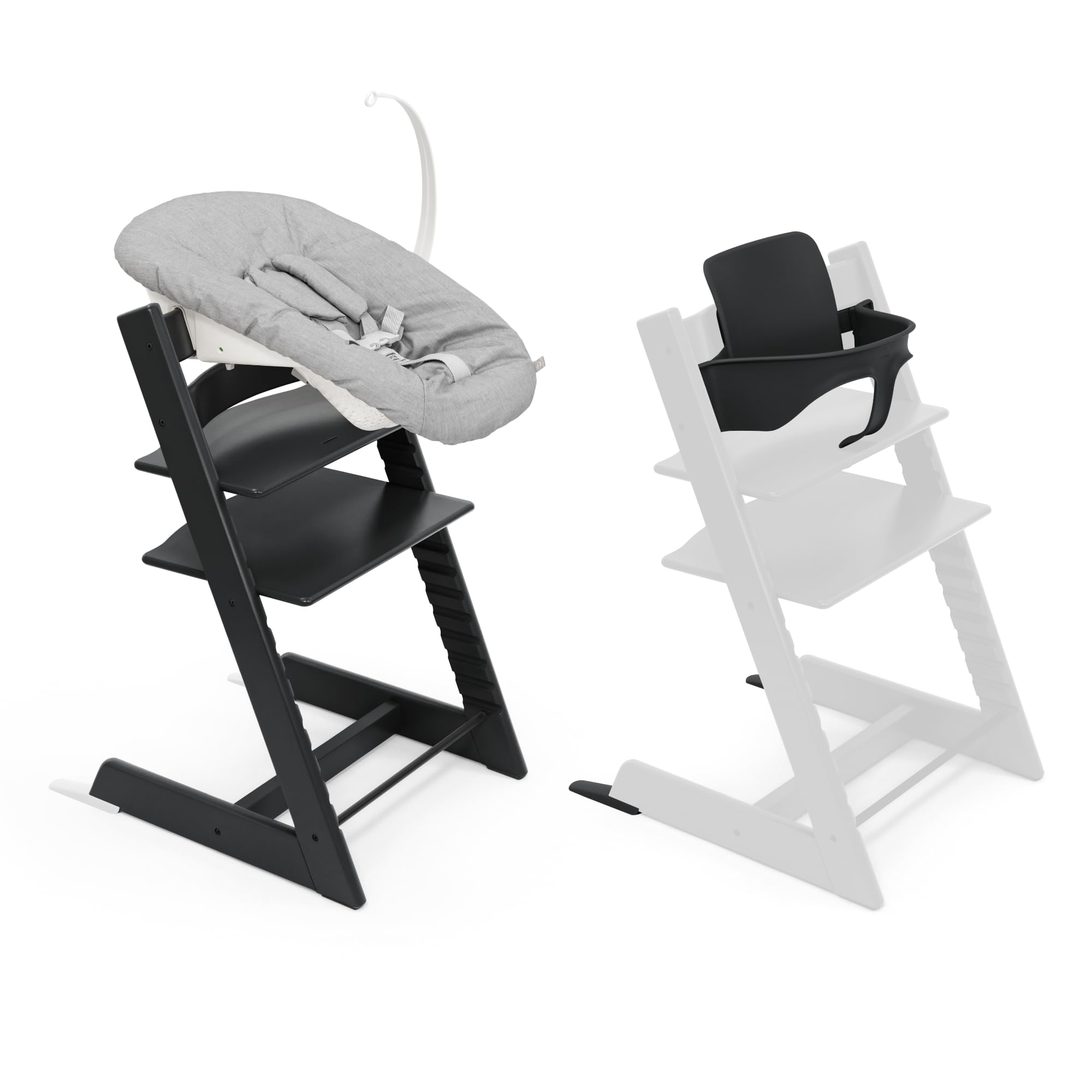 Stokke, seggiolone Tripp Trapp, nero (include sedia + baby set 2) con set Newborn - Design sicuro, regolabile ed ergonomico