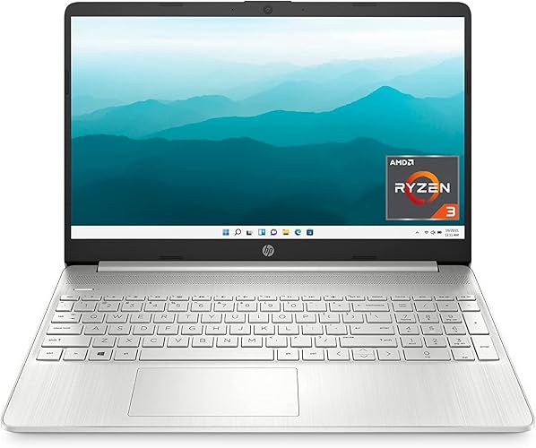 HP 15 Laptop, AMD Ryzen 3-5300U Processor, 8 GB RAM, 256 GB SSD Storage, 15.6-inch HD Micro-Edge Display, Windows 11 Home, Long-Lasting Battery, Fast Charge, 720p Webcam (15-ef2024nr), Natural Silver