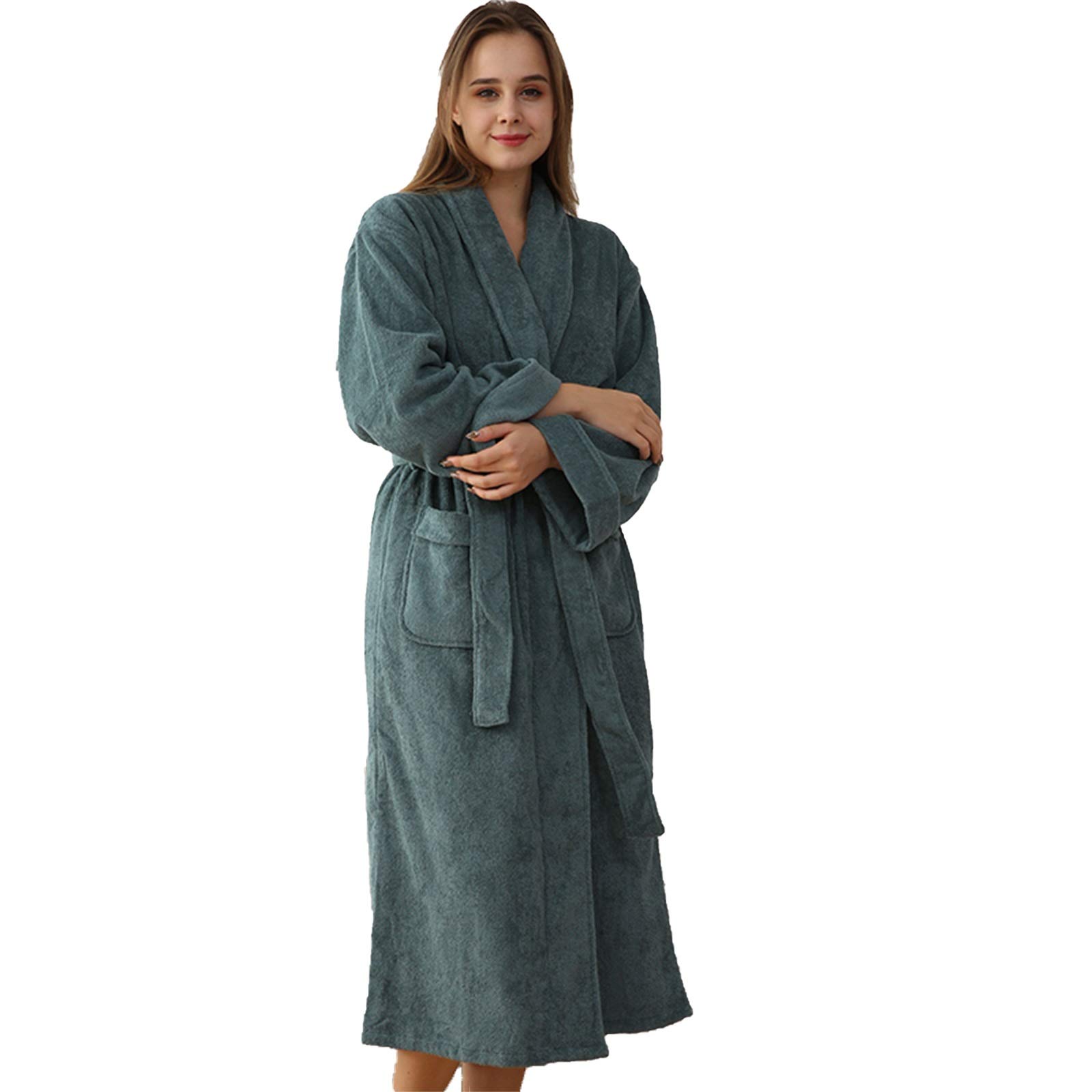 Generic Accappatoi Asciugamano Accappatoio Uomo Donna, Accappatoio Donna Soffice Addensare Cotone Kimono Accappatoi Lunghi Pigiama Camicie da Notte Leggero per Doccia