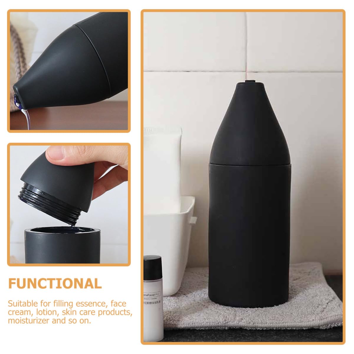 ifundom Dispenser per Sapone a Pressione in Silicone Alimentare, Bottiglia Comprimibile Portatile da Viaggio, Flacone Erogatore di Lozione per Cucina e Bagno, Contenitore Ricaricabile