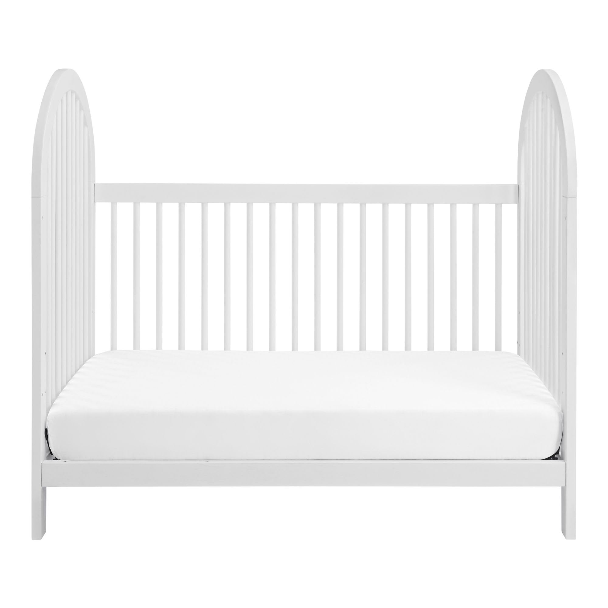 Oxford Baby Everlee Modern High Arch 3-in-1 Convertible Island Crib with Round Spindles, Whitewash, GreenGuard Gold Certified