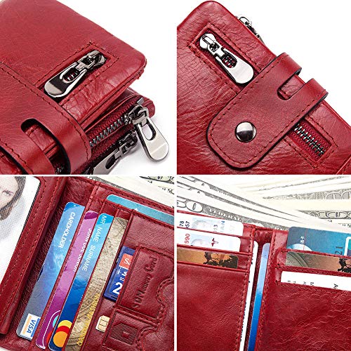 Image of boshiho Genuine Leather Bifold Chain Wallet for Men RFID Blocking | Heavy Duty Steel Anti-Theft Chain & 2 Zipper Coin Purse. Perfect for Bikers, Daily Commute, Gift for Dad /Husband