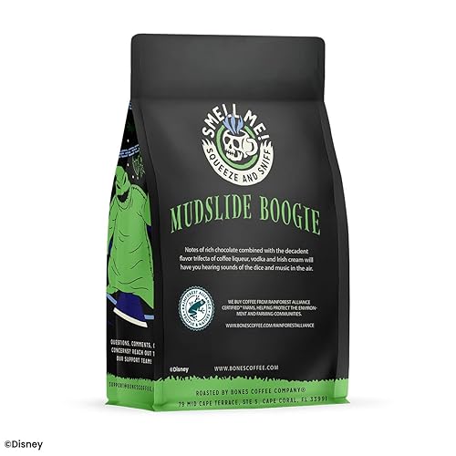Miniatura 3 de Bones Coffee Company - Café Mudslide Boogie, de café arábico saborizado de baja acidez y tostado medio, El extraño mundo de Jack, 355 gr (sabor
