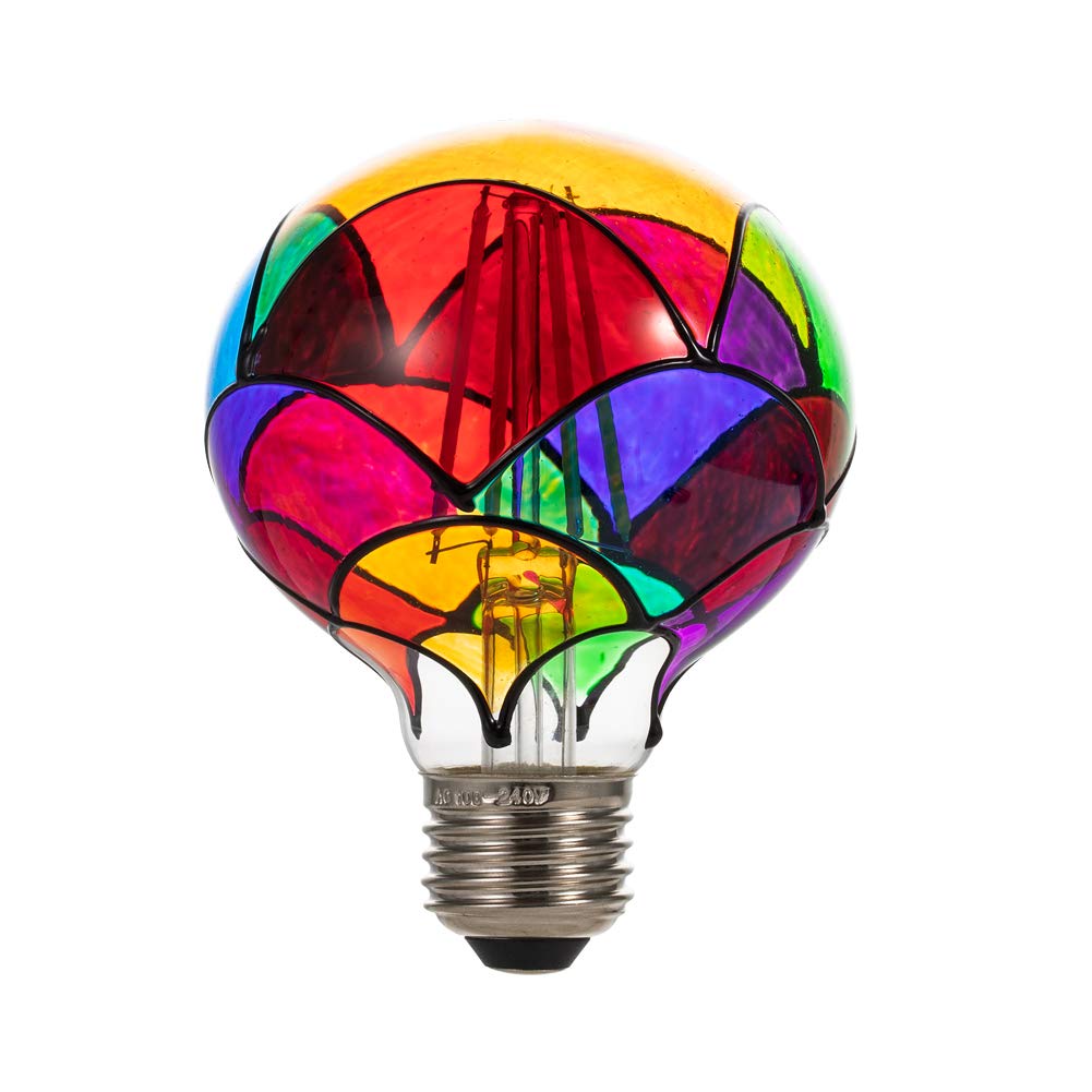 I-SHUNFA Stained Glass Edison LED Light Bulb, E26 Standard Base 6 Watts Heatless (G80) Globe Shape LED Light Bulbs for Home Party, Recreation Room,Balcony,Garden,Christmas Decoration