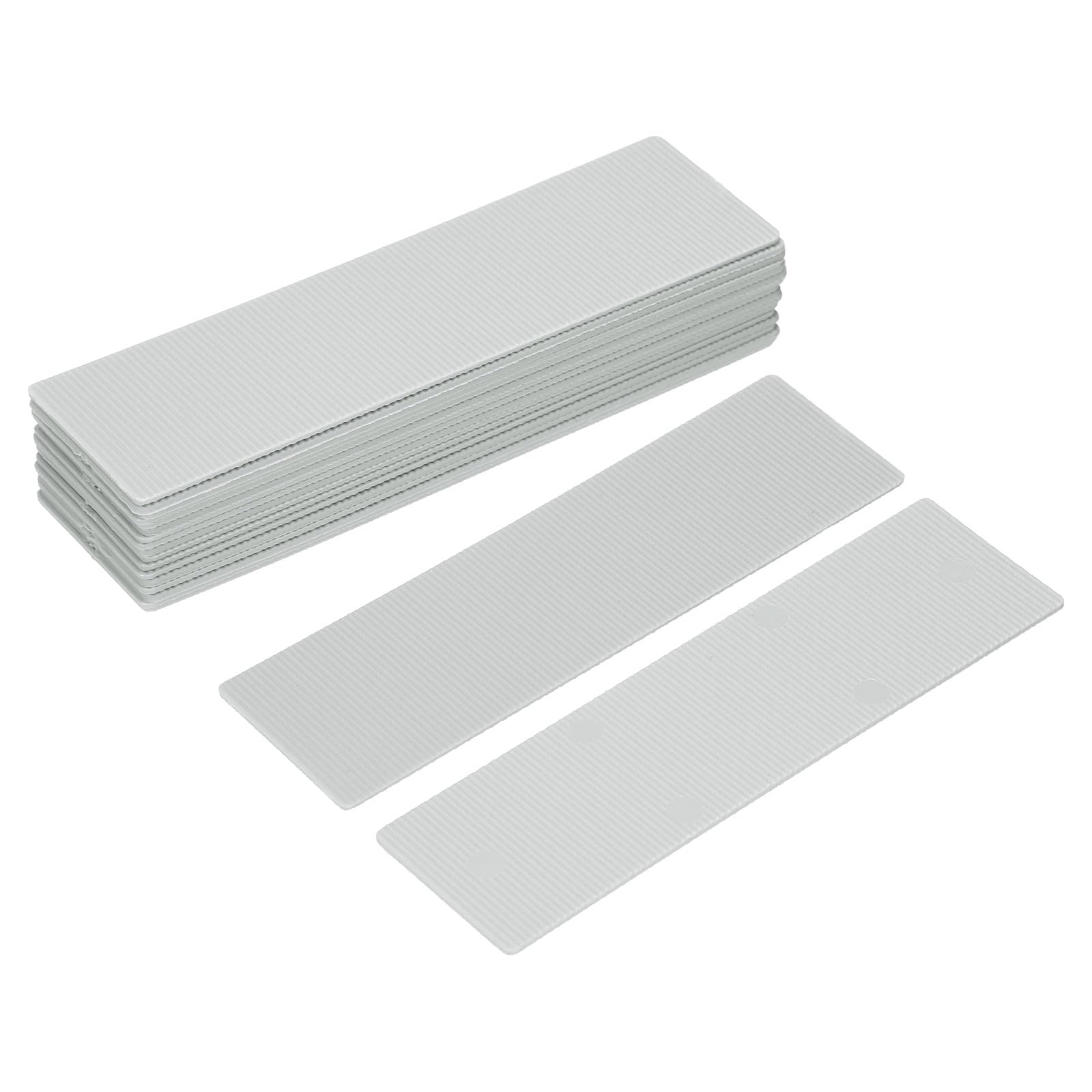 sourcing map Lot de 20 cales plates en plastique pour nivellement, 1 mm, cales composites structurelles, blocs de vitrage en plastique pour amélioration de la maison, fenêtre, toilettes, table, gris