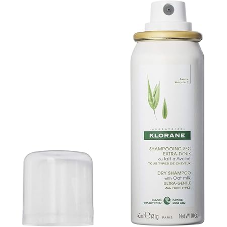 Klorane Dry Shampoo with Oat Milk, Ultra-Gentle, All Hair Types, No White Residue, Paraben & Sulfate-Free