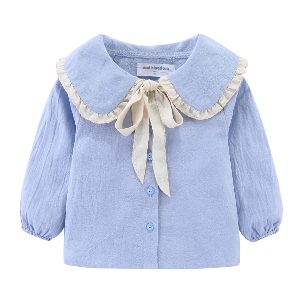 Mud Kingdom Girls Blouse Shirts Spring Fall Long Sleeve Button-Down Top Ruffle Collar