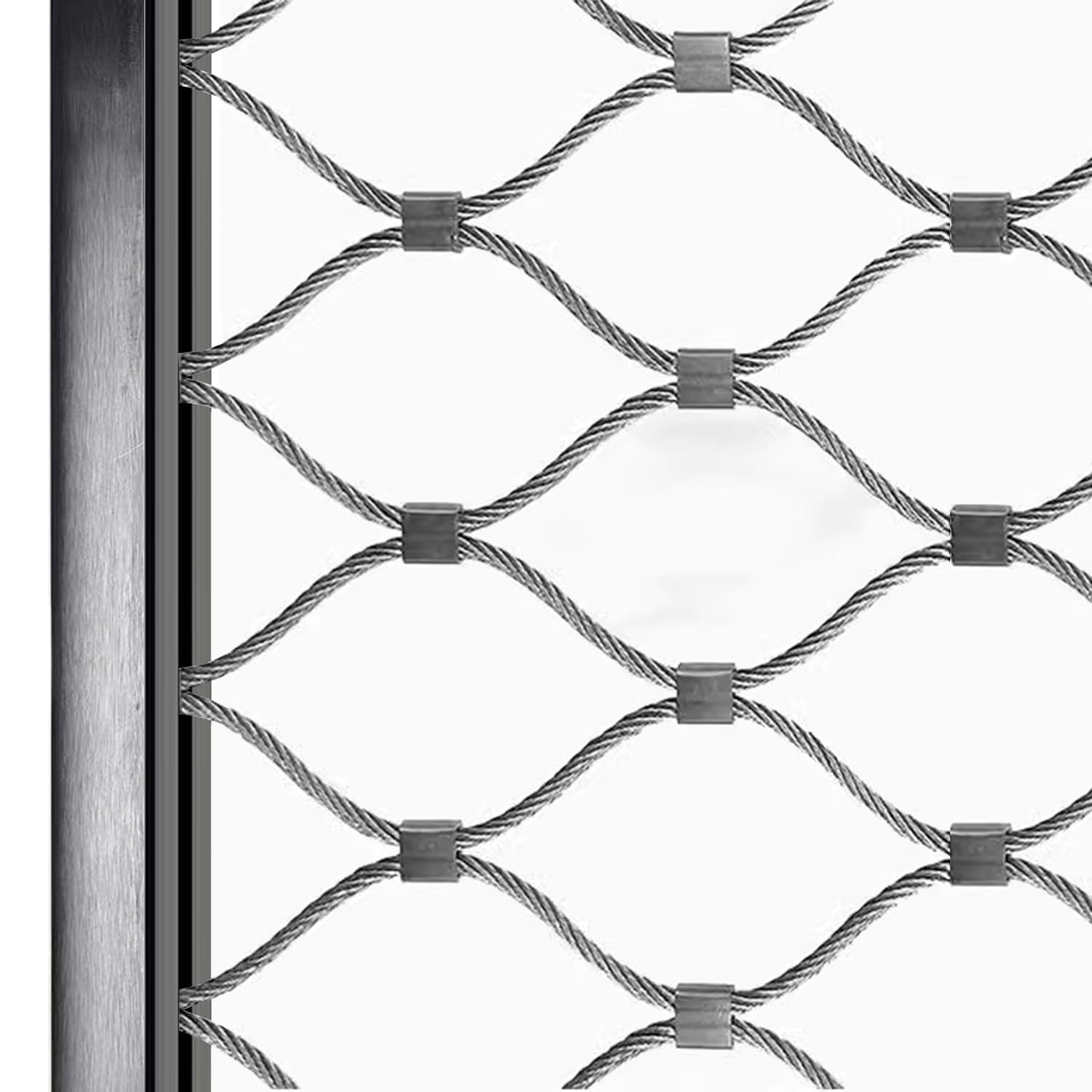 Malla de Cuerda de Acero Inoxidable Flexible 3mm/4mm Resistente Red de Cuerda de Protección de Seguridad Red Metálica para Jardín Antirrobo Valla Perimetral(10cm/3mm,1x6m)