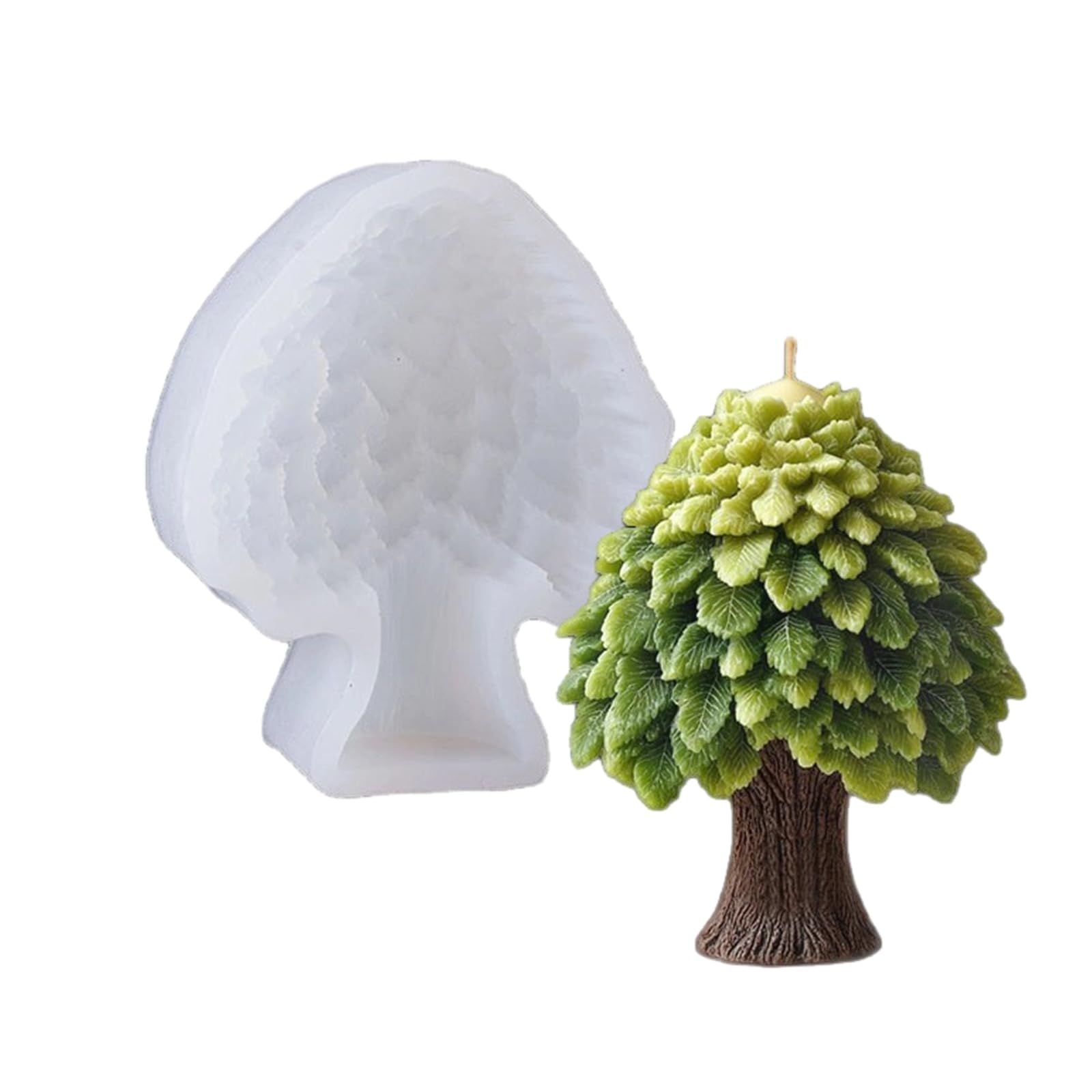 LUCKGONI Flexible Food Grade Silicone Tree Shaped 3D Candle Mould With Layer Leaves Designs For Easy Demolding Detailed Craft