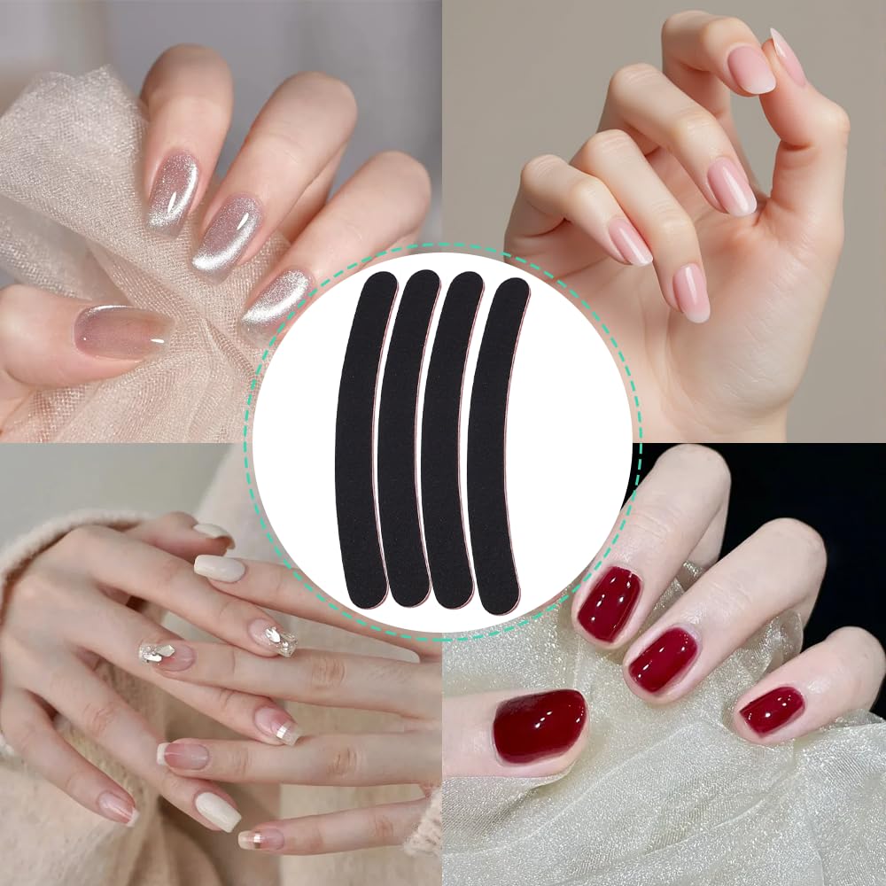 Limes à Ongles Professionnelles, 4 Pcs, Incurvé et Banane, Double Face, Pour le Soin et le Stylisme des Ongles