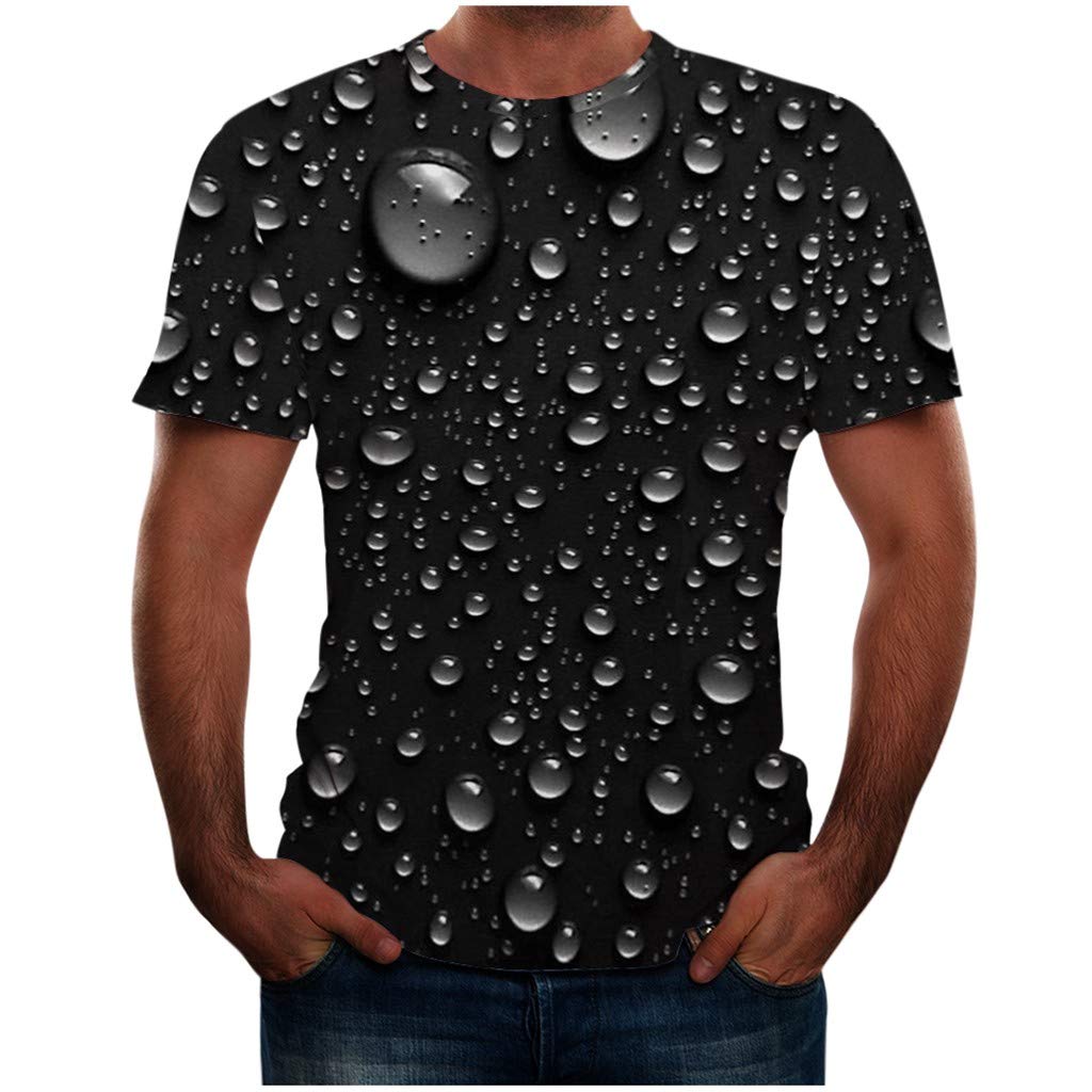 VEZAD StoreMen Realistic 3D Vortex Dizzy Gradient Printed T-Shirt Short-Sleeved Sports Novelty Top