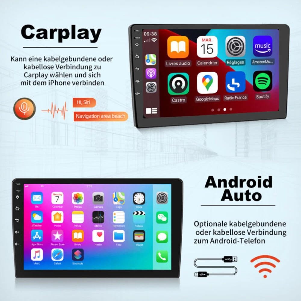 4+64G Android 13 Autoradio per Mercedes Smart Forfour Fortwo 453 2014-2022, 9 pollici Wireless Touch Screen Radio Fortwo 453 Bluetooth Carplay Android Auto 2 Din Radio con telecamera posteriore