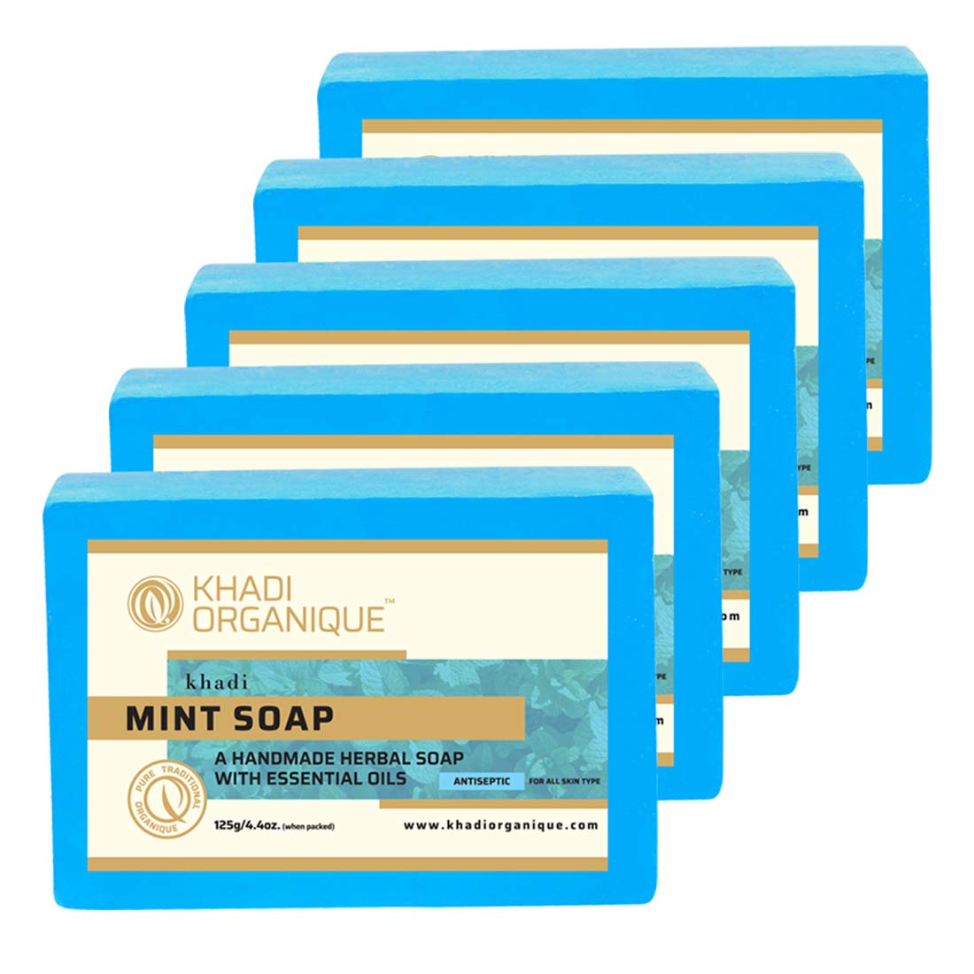 Khadi Organique Natural Herbal Pure Mint Soap Pack of 5