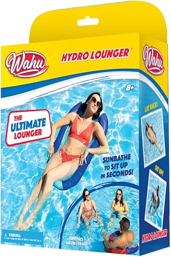 Miniatura 8 de WAHU Hydro Lounger - Flotador versátil para tomar el sol, tumbona inflable para playa y piscina con válvula de infladodesinflado, azulazul claro