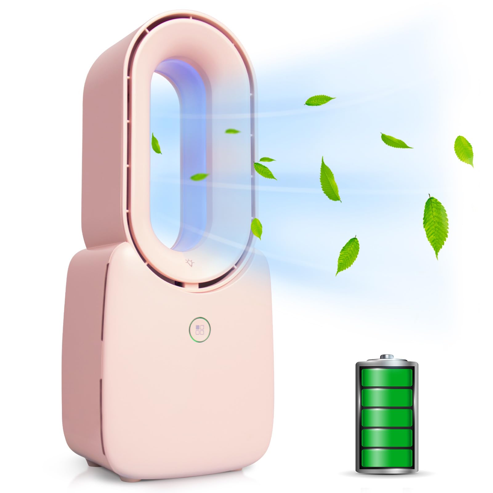 CONBOLA Small Tower Fan 11 8 Inch Personal Portable Fan Rechargeable USB Quiet Bladeless Desk Fan with 3