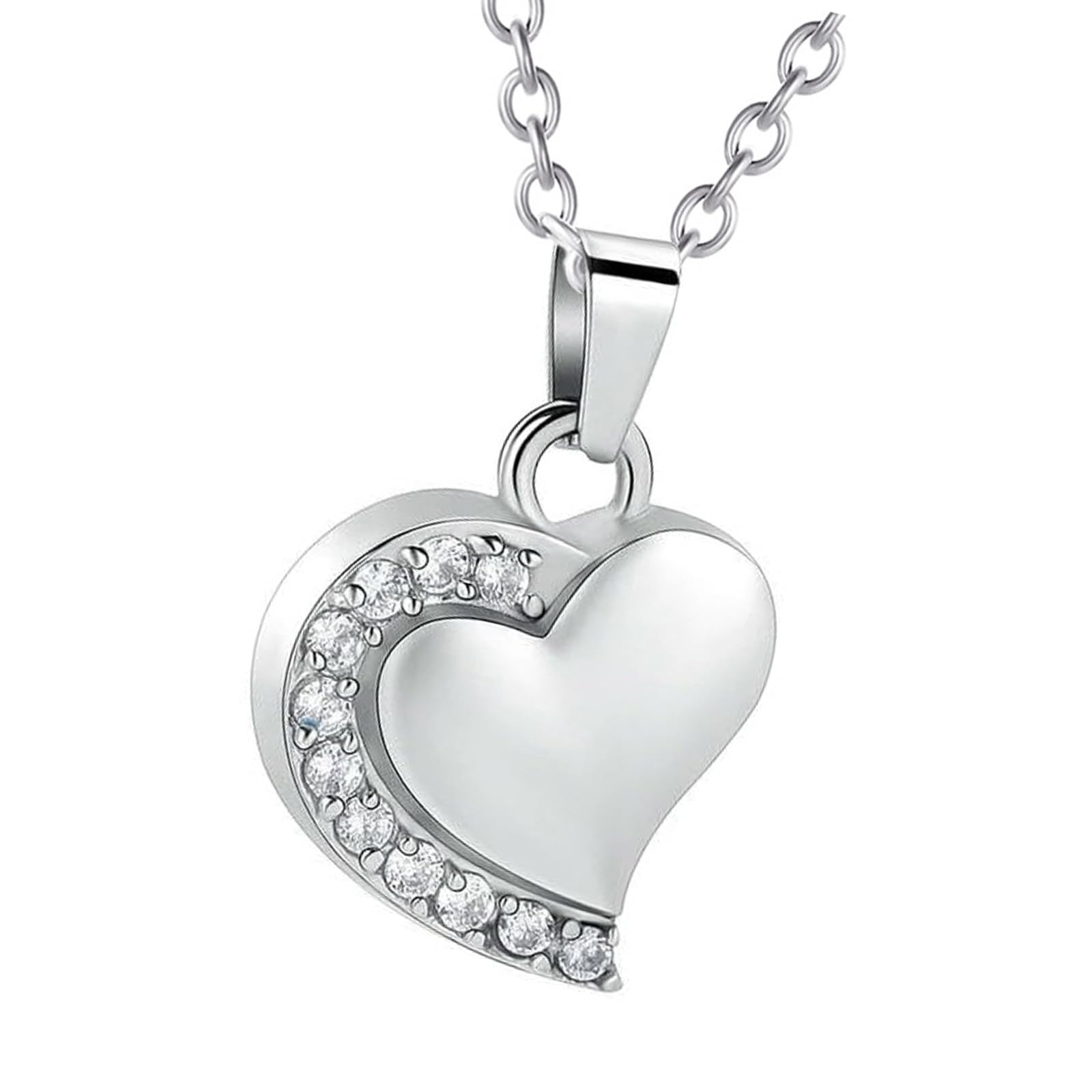 NEWFT Pet Ashes Necklace Locket Necklace for Animal Pet Mom Locket for Ashes/Hair Heart Necklace Rhinestones