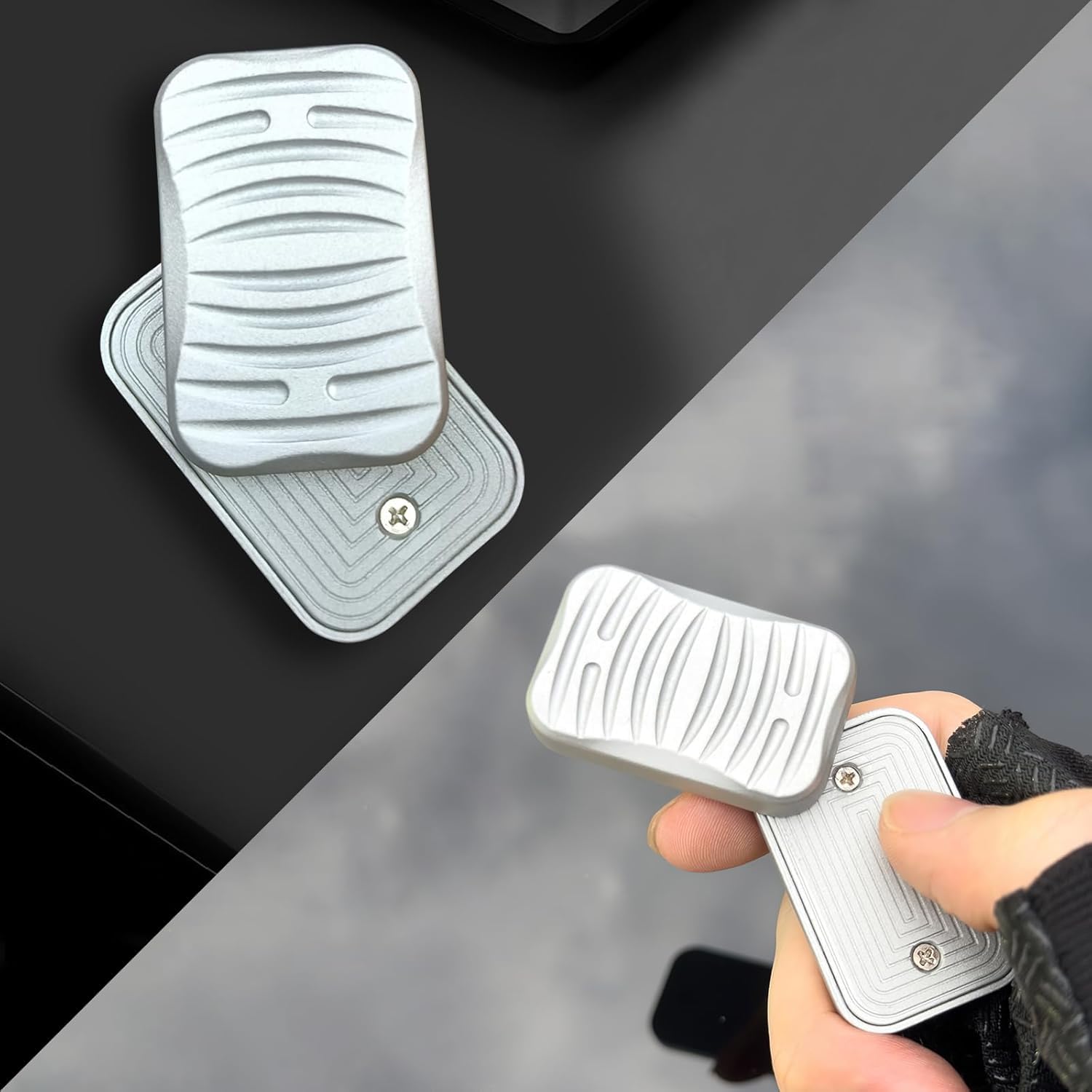Jouet Fidget Slider Métal - Anti-Stress EDC - Gravure Onde Sonore - Portable 4.5x3.5cm