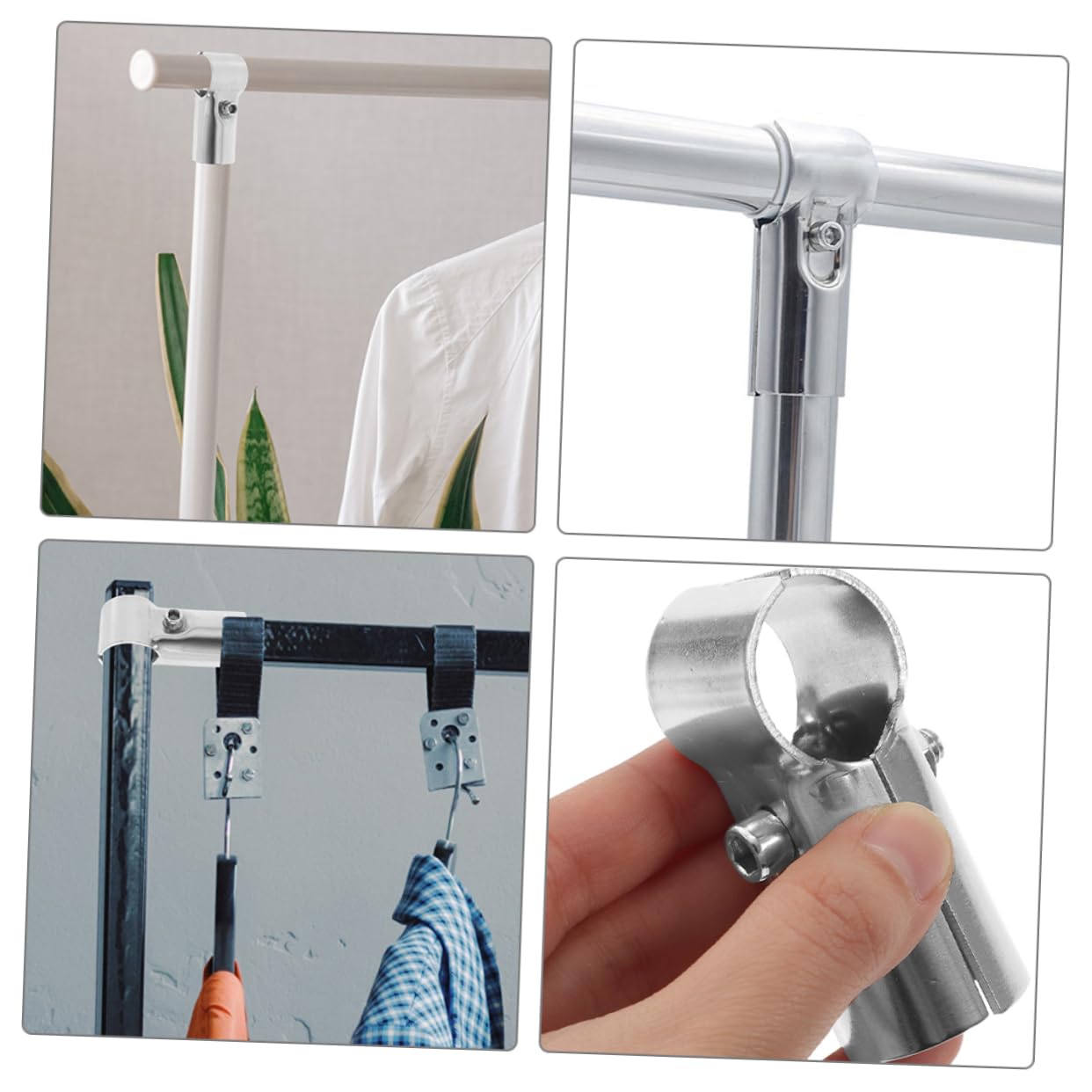 SHINEOFI Collier de Serrage Inox 32-50, Connecteur Inox Tube en Acier Inoxydable Argenté, 12 Pièces, pour Rail et Poteau, Intérieur Extérieur