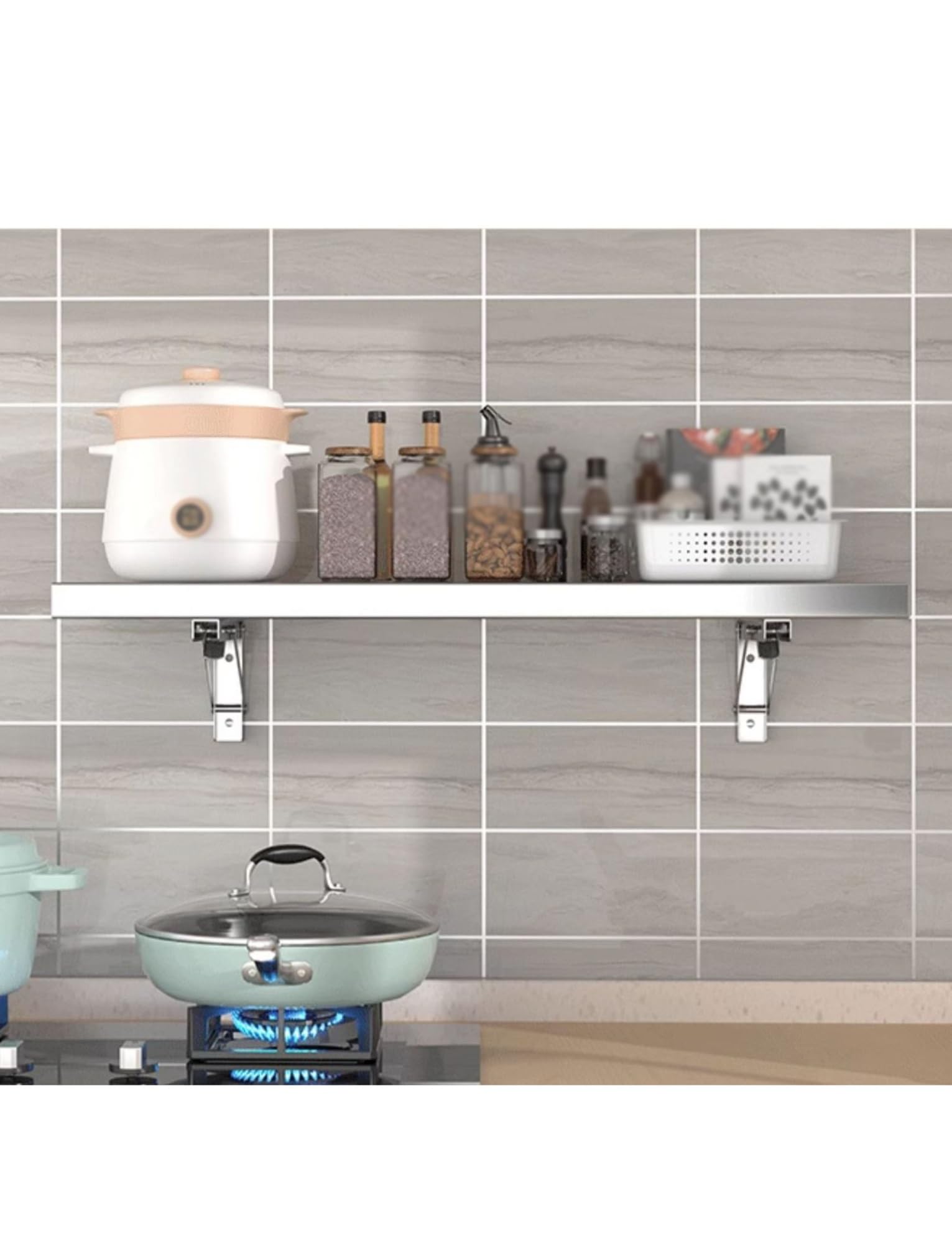Étagère murale pliable acier inoxydable rangement cuisine salle de bain balcon