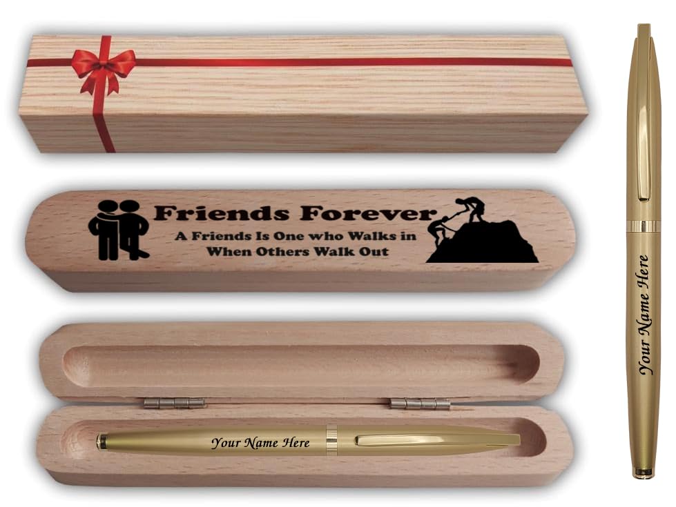 KlowAge Saint Gold Ball Pen Engraved Your Name on Pen and Friends Forever Gift Box | Excellent gift for friends | Premium Pen | customised Pen | Personalized Pen