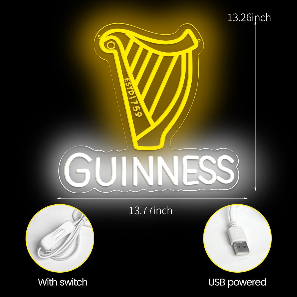 Amazon.co.jp: XJNOLGXIQU Guinnes Beer ネオンサイン 壁の装飾用