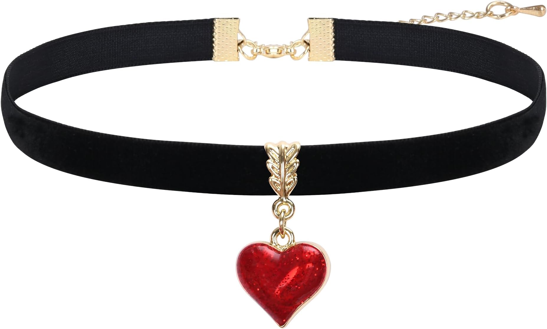 LOVEMY Vintage Black Choker Necklace for Women, Velvet Drip oil Red Heart Black Choker, Valentines Day Halloween Cosplay Party Jewelry, Adjustable Length from 10-14 Inches
