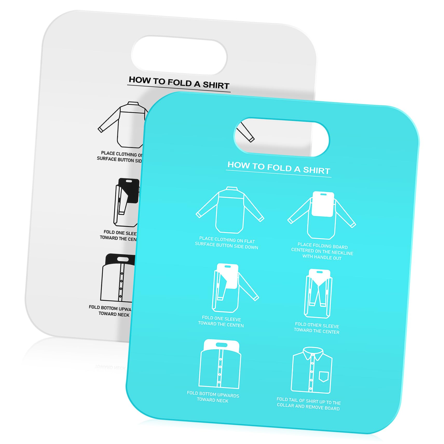 VICASKY Cartella per Camicie e Tavola Pieghevole per Vestiti Adulti, Strumento per Piegare Camicie e Magliette, Set da 2 Pezzi Bianco e Azzurro, Organizzatore Salvaspazio