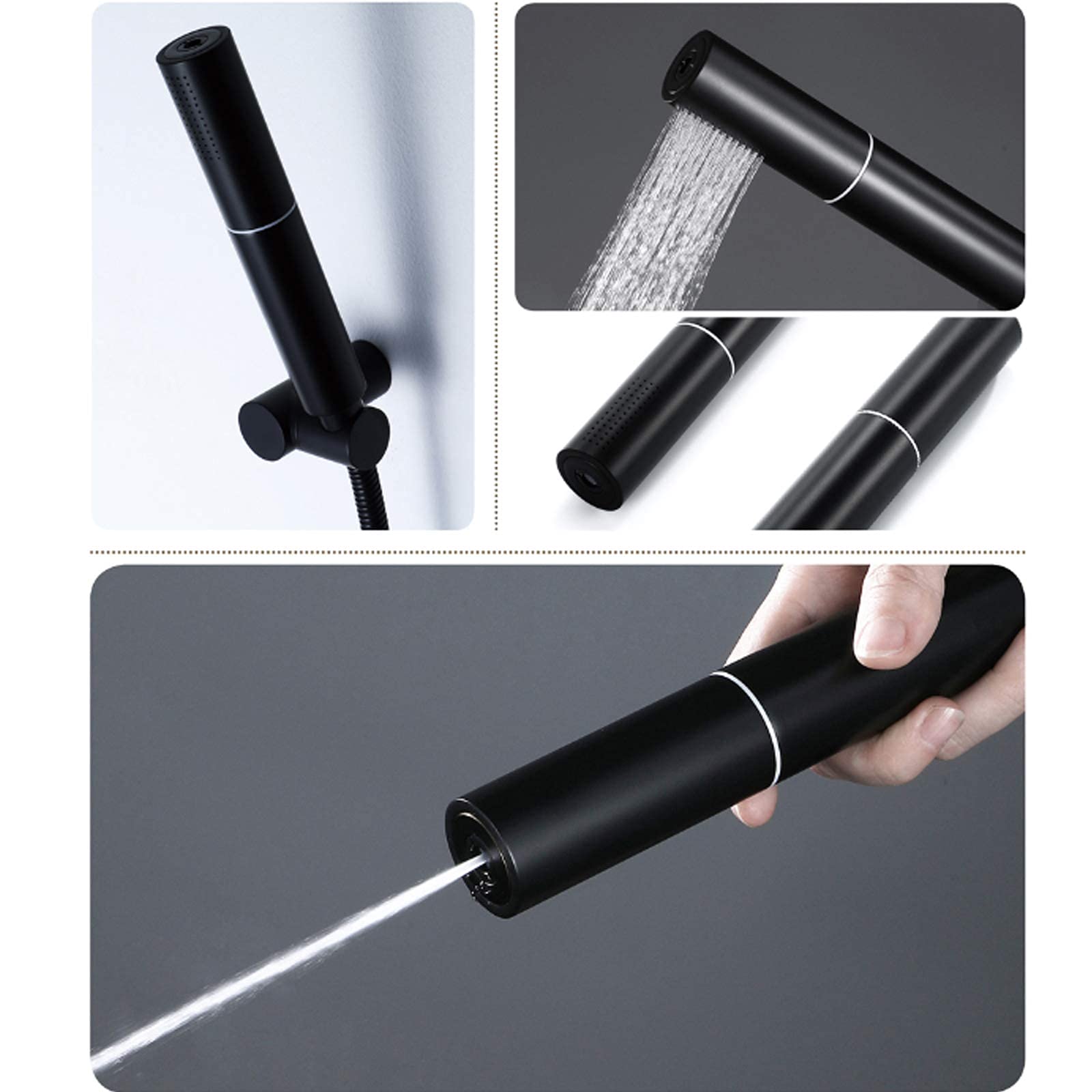 Set Combinato Doccia Miscelatore Black Rain, Rubinetto Doccia da Bagno a Parete con soffione Rotondo da 10 Pollici, doccetta a Mano, Bocca di erogazione per Vasca,