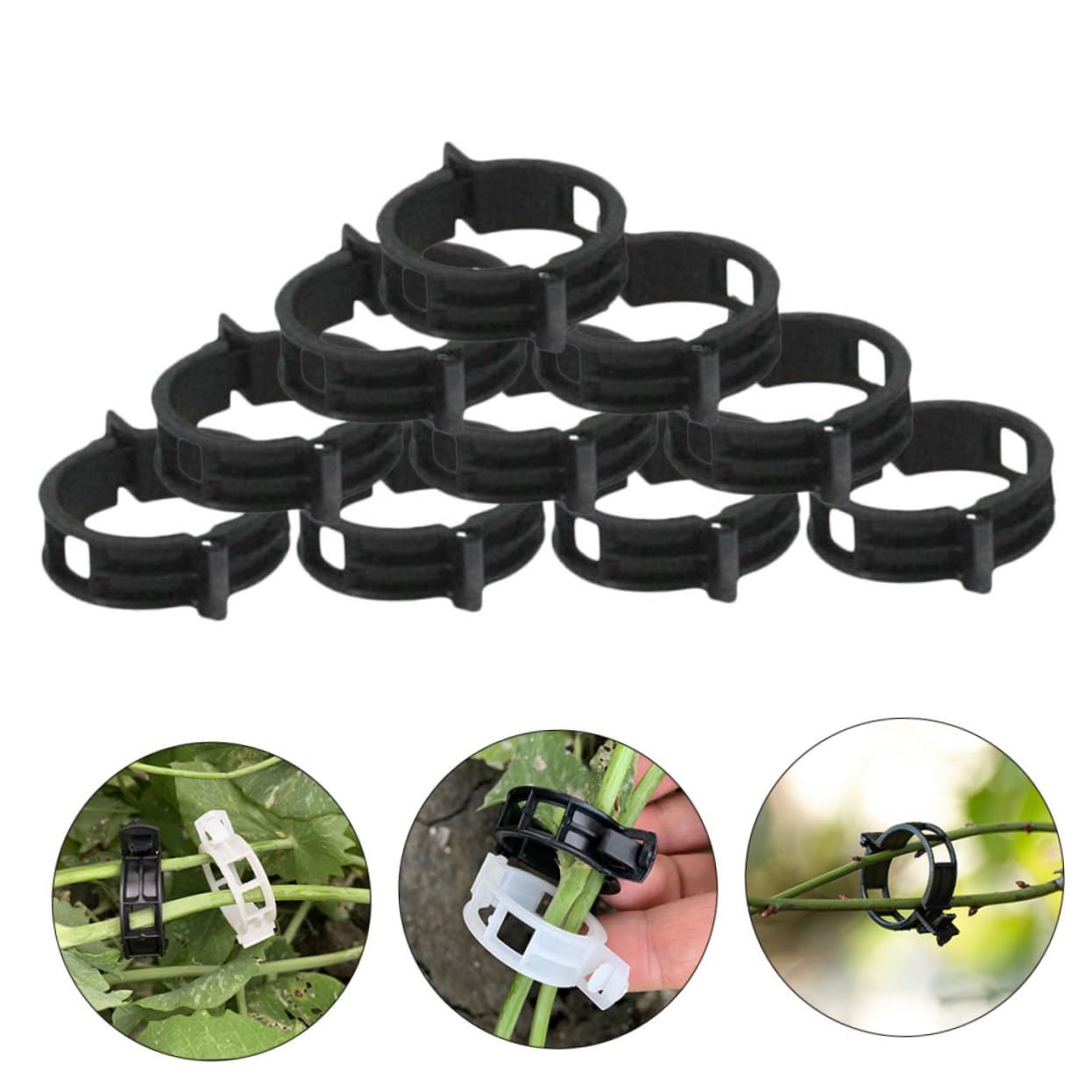 Supvox 500 STK Pflanzenclips Stützclip Stielclip Blumenrebenklemme Wein-Clips Blumenrankenclips Pflanzenbefestigungsklammer Orchideenklemme Pflanzengreifer-Clip Gitterclips Black Pp
