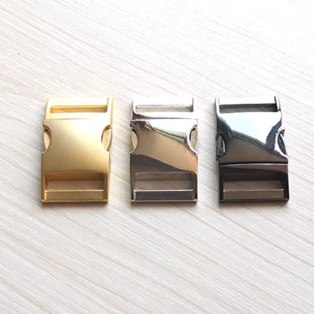 micoshop 5 Pcs Curve Buckles Size Metal Side Release for Paracord Bracelets Lanyard Strap (1" 25mm,Gold)