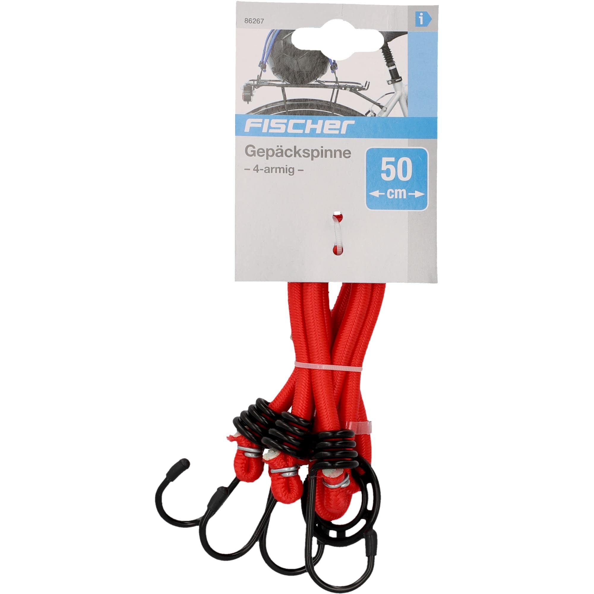 FISCHER Spanngurt, Länge: 50cm, 4armig, rot (Packung mit 6)