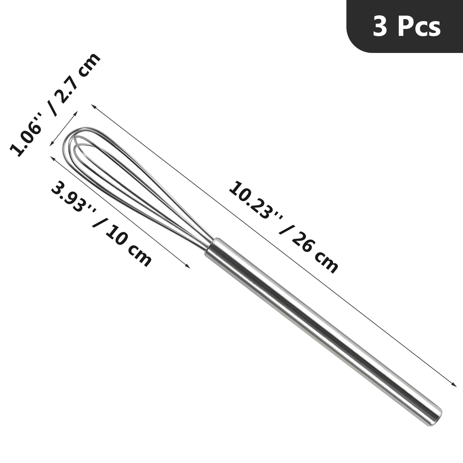 Webake Set di 3 Fruste in Acciaio Inox - Mini Frusta per Mescolare, Montare e Frustare