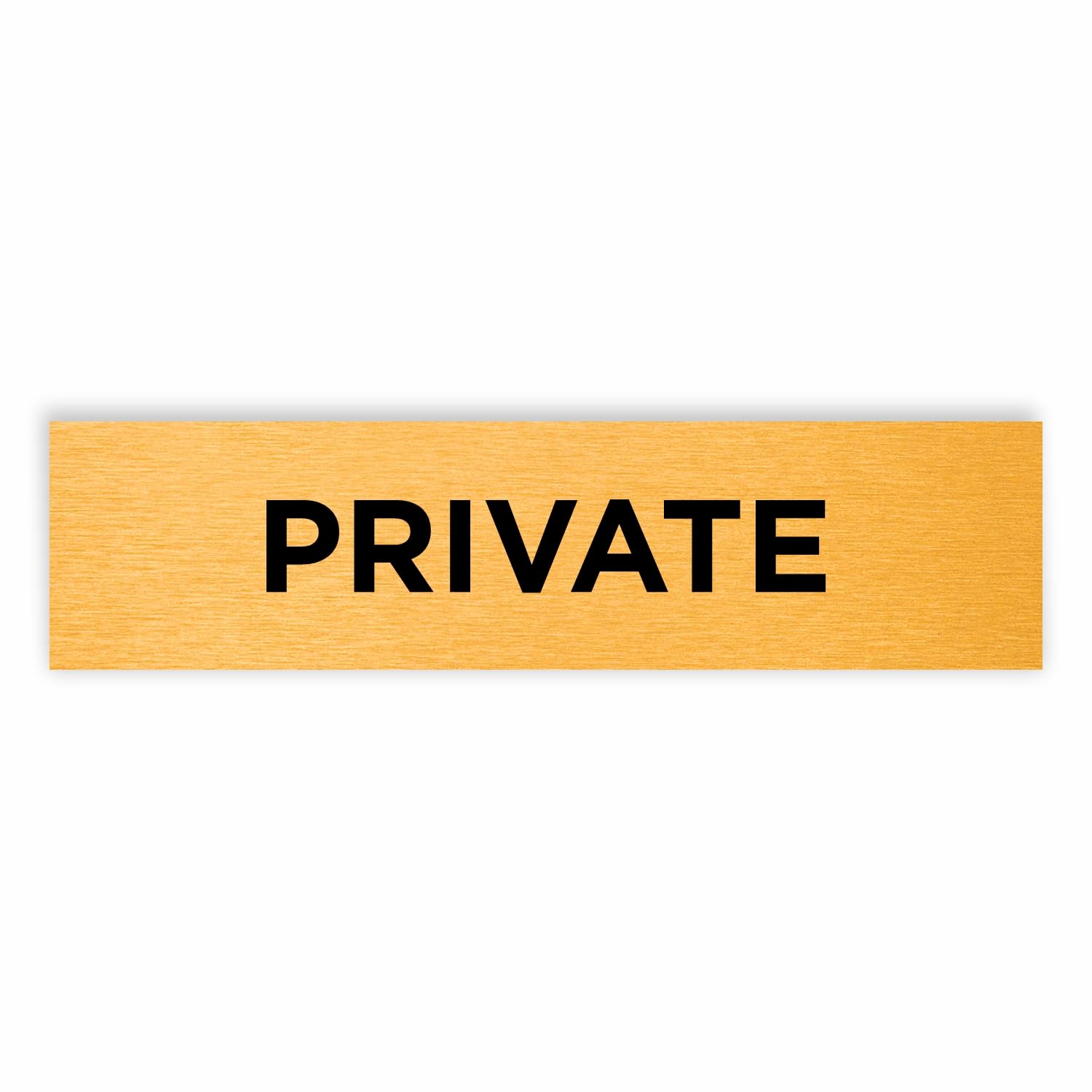 Slimline Aluminium Private Sign from ViroDisplay® – Brushed Gold 200 x 50mm – Durable Printed Surface – Self-Adhesive Fixing