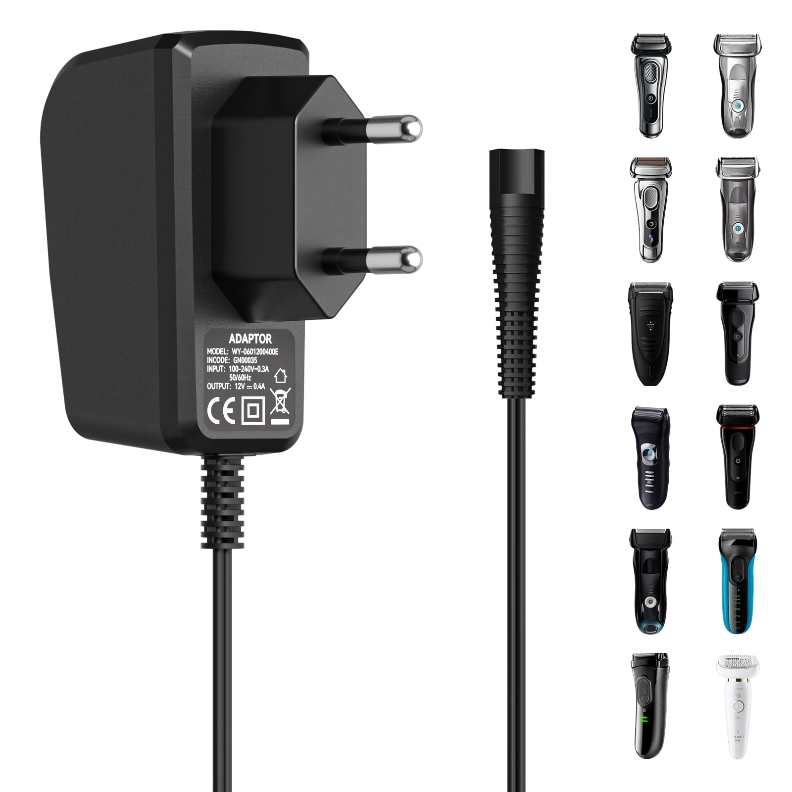 12V0.4A Braun Series 5 8 7 6 9 3 1 ładowarka Silk epil 5 7 9 adapter sieciowy typ 5544 5542 492 Braun S3 S6 S7 S8 S5 S9 S1 Golarka elektryczna Ricary Zasilacz