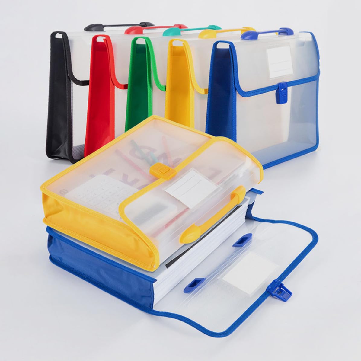 Kichvoe Borsa Porta Documenti A4 Design Verticale Elegante Set 5 Pezzi in Pp Resistente Grande Capacità, Pratica e Comoda da Trasportare per Ufficio e Lavoro