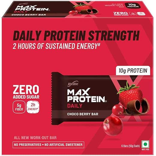 RiteBite Max Protein Choco Berry Bars 10g (Pack of 6)